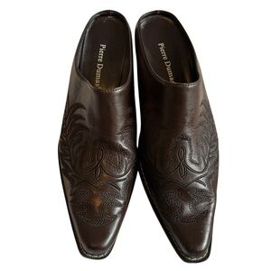 Pierre Dumas Brown Embroidered Mules, Women's Size 6.5M